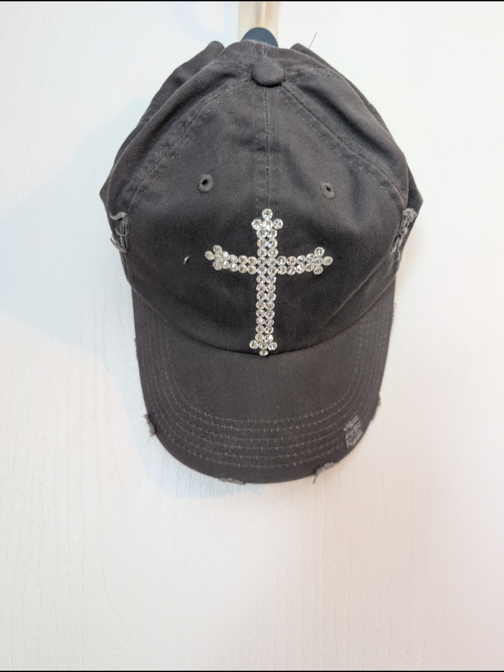 District Black Cap with Rhinestone Cross